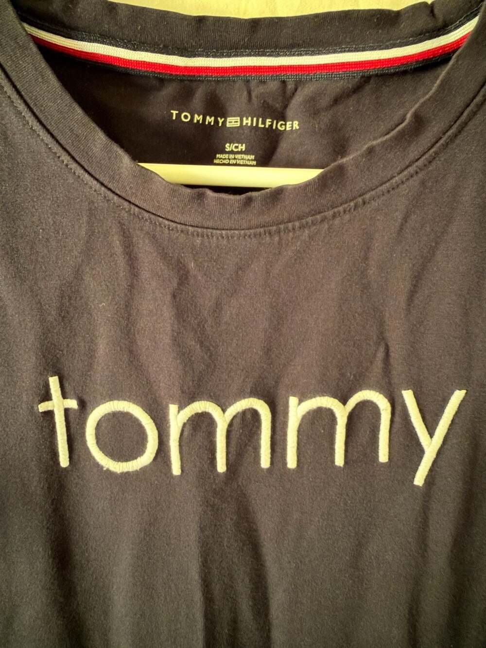 Tommy Hilfiger Spell Out Navy Blue Short Sleeve Knit T-shirt Dress Small